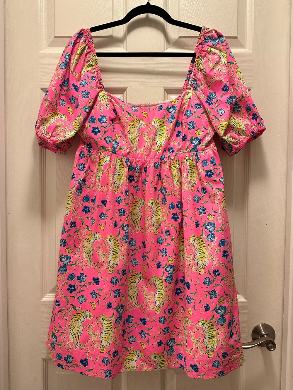 Lilly Pulitzer Kay Babydoll Dress in Prosecco Pink Tigress Garden - Picture 2 of 14